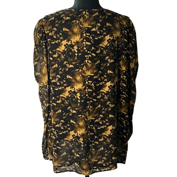 Calvin Klein Women's Black and Brown Floral Neutral Top Size XL Like New! - Picture 6 of 11